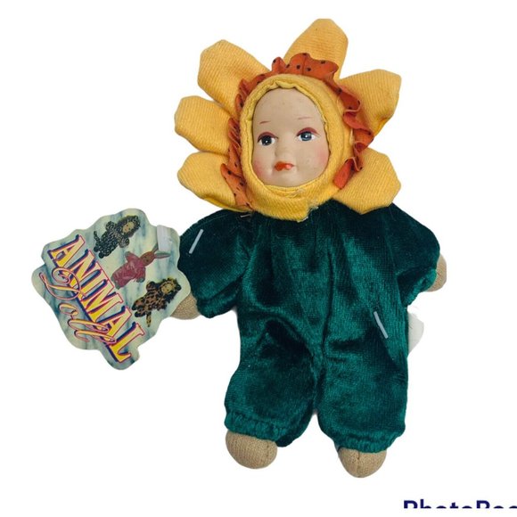 Animal Doll Toys Vintage Rubber Face Plush Animal Doll Baby